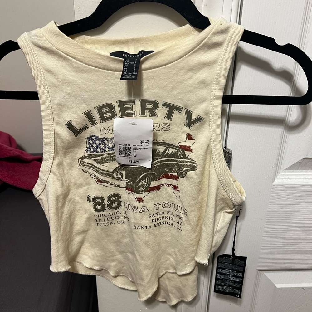 Cream Graphic Tank Top